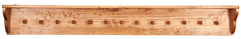 Biscottini Attaccapanni a mensola in legno massello di tiglio finitura naturale L200xPR22xH27 cm. Made in Italy