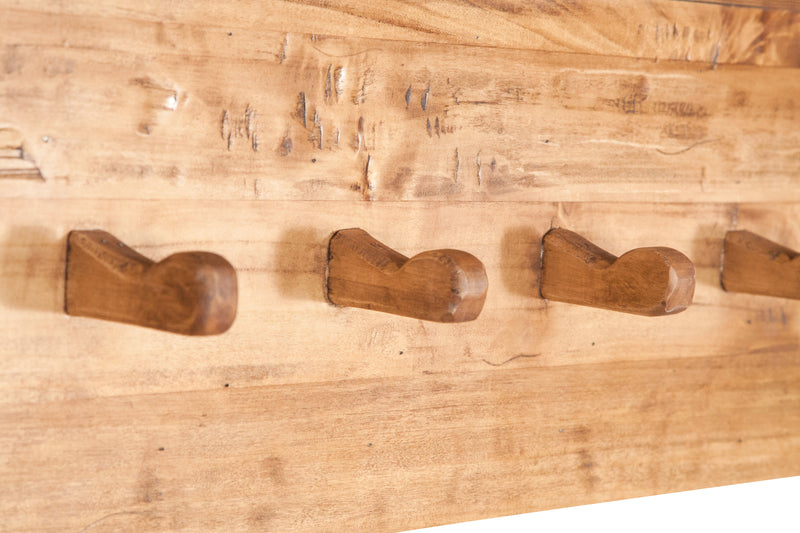 Biscottini Attaccapanni a mensola in legno massello di tiglio finitura naturale L200xPR22xH27 cm. Made in Italy