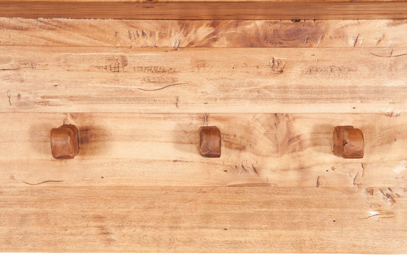 Biscottini Attaccapanni a mensola in legno massello di tiglio finitura naturale L200xPR22xH27 cm. Made in Italy