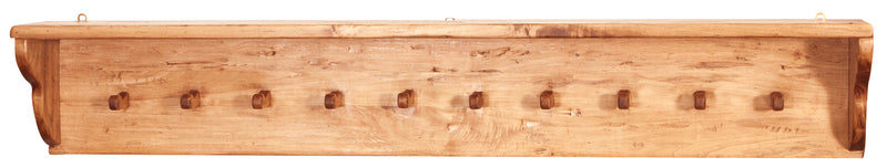 Biscottini Attaccapanni a mensola in legno massello di tiglio finitura naturale L157xPR22xH25 cm. Made in Italy