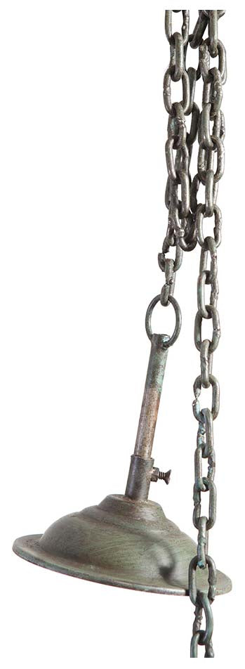 Biscottini Lampadario Industrial a sospensione non elettrificato L50xPR50xH30 cm in ferro finitura verde anticata