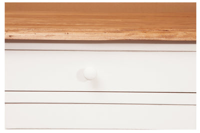 Biscottini Credenza Country in legno massello di tiglio struttura bianca anticata piano finitura naturale L142xPR50xH90 cm. Made in Italy