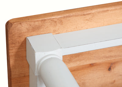 Biscottini Tavolo da fumo Country in legno massello di tiglio struttura bianca anticata piano finitura naturale. Made in It