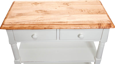 Biscottini Tavolino Country in legno massello di tiglio struttura bianca anticata piano finitura naturale L80xPR38xH80 cm. Made in Italy