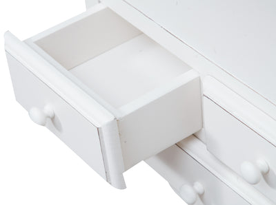 Biscottini Comodino Country in legno massello di tiglio struttura bianca piano finitura naturale L56xPR36xH66 cm. Made in Italy