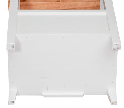 Biscottini Comodino Country in legno massello di tiglio struttura bianca piano finitura naturale L56xPR36xH66 cm. Made in Italy