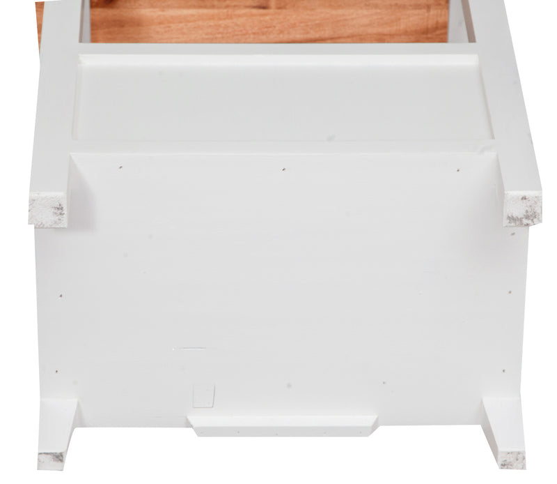 Biscottini Comodino Country in legno massello di tiglio struttura bianca piano finitura naturale L56xPR36xH66 cm. Made in Italy