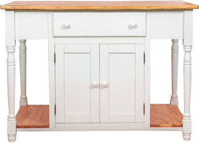 Biscottini Banco da lavoro bifacciale in legno massello di tiglio struttura bianca anticata piano finitura naturale L130xPR80xH88 cm. Made