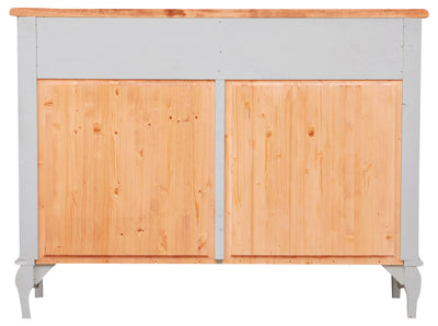 Biscottini Credenza Country in legno massello di tiglio struttura bianca anticata piano naturale L123xPR42xH92,5. Made in Italy