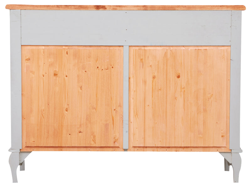 Biscottini Credenza Country in legno massello di tiglio struttura bianca anticata piano naturale L123xPR42xH92,5. Made in Italy