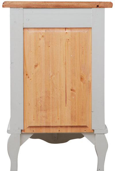 Biscottini Comodino Country in legno massello di tiglio struttura bianca piano finitura naturale L46xPR36xH70 cm. Made in Italy sx