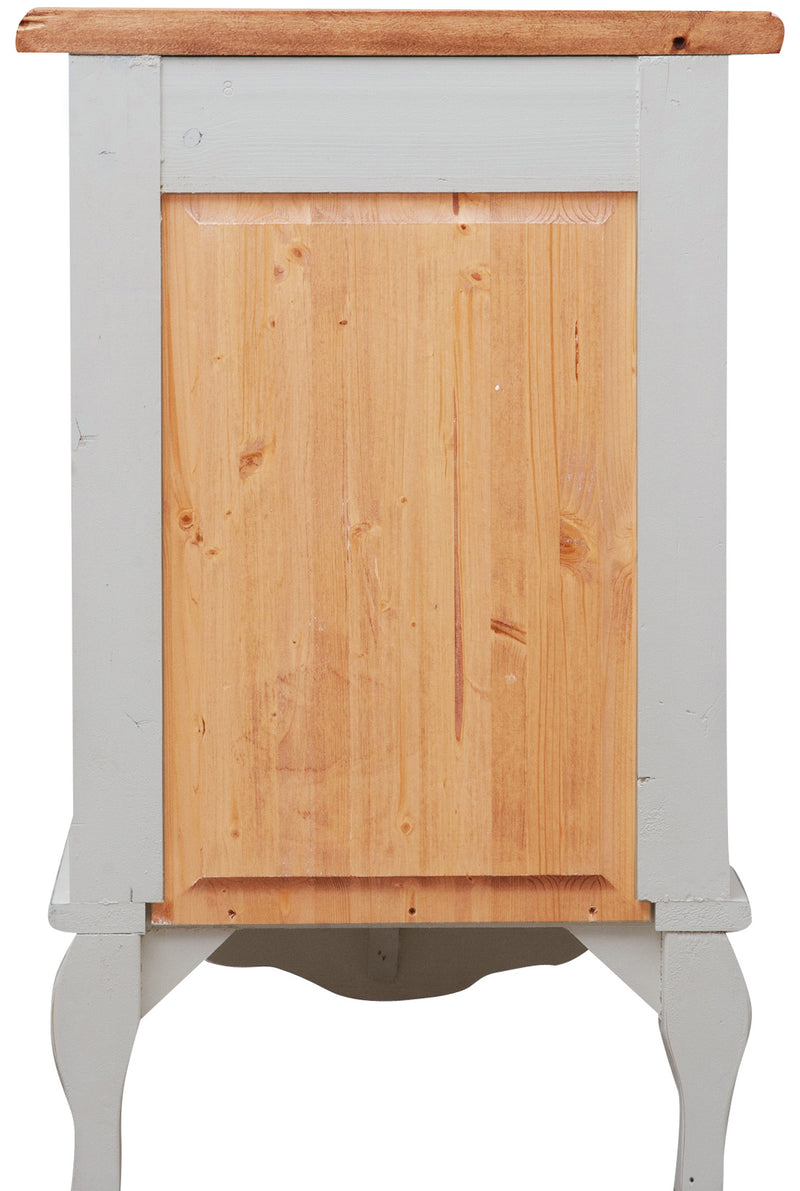 Biscottini Comodino Country in legno massello di tiglio struttura bianca piano finitura naturale L46xPR36xH70 cm. Made in Italy sx