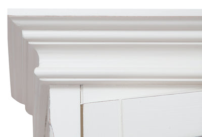 Biscottini Credenza in legno massello di tiglio struttura bianca piano finitura naturale L125xPR42xH207 cm. Made in Italy