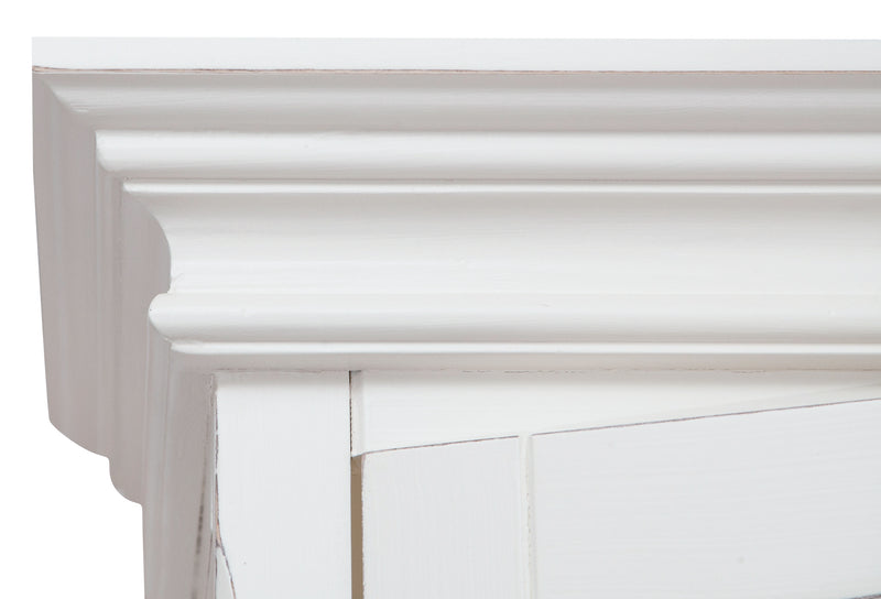 Biscottini Credenza in legno massello di tiglio struttura bianca piano finitura naturale L125xPR42xH207 cm. Made in Italy