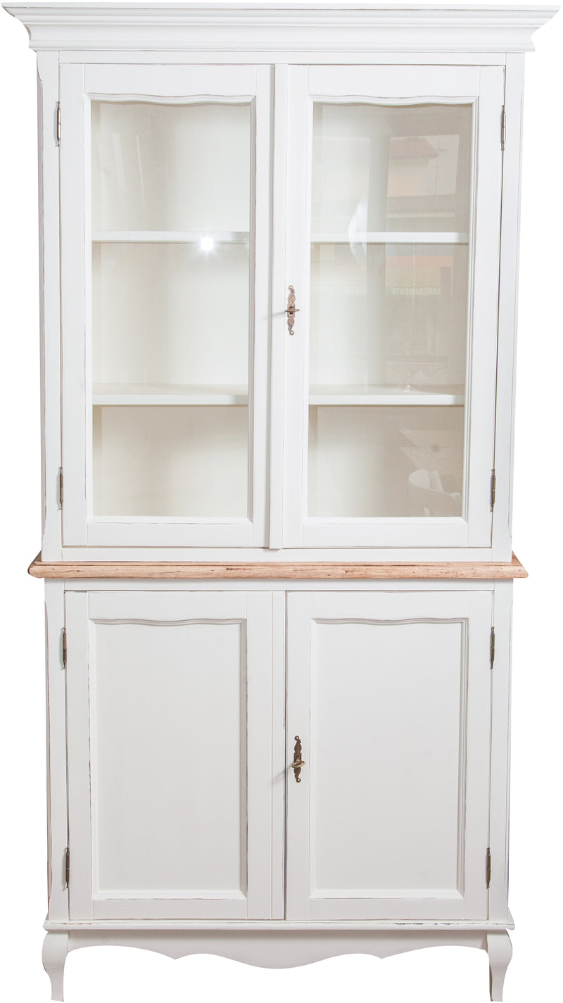 Biscottini Credenza in legno massello di tiglio struttura bianca piano finitura naturale L100xPR38xH200 cm. Made in Italy