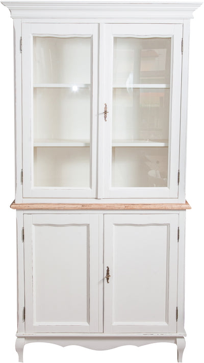 Biscottini Credenza in legno massello di tiglio struttura bianca piano finitura naturale L100xPR38xH200 cm. Made in Italy