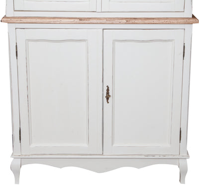 Biscottini Credenza in legno massello di tiglio struttura bianca piano finitura naturale L100xPR38xH200 cm. Made in Italy