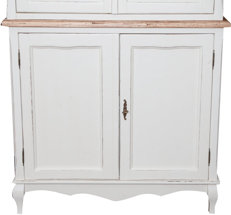 Biscottini Credenza in legno massello di tiglio struttura bianca piano finitura naturale L100xPR38xH200 cm. Made in Italy