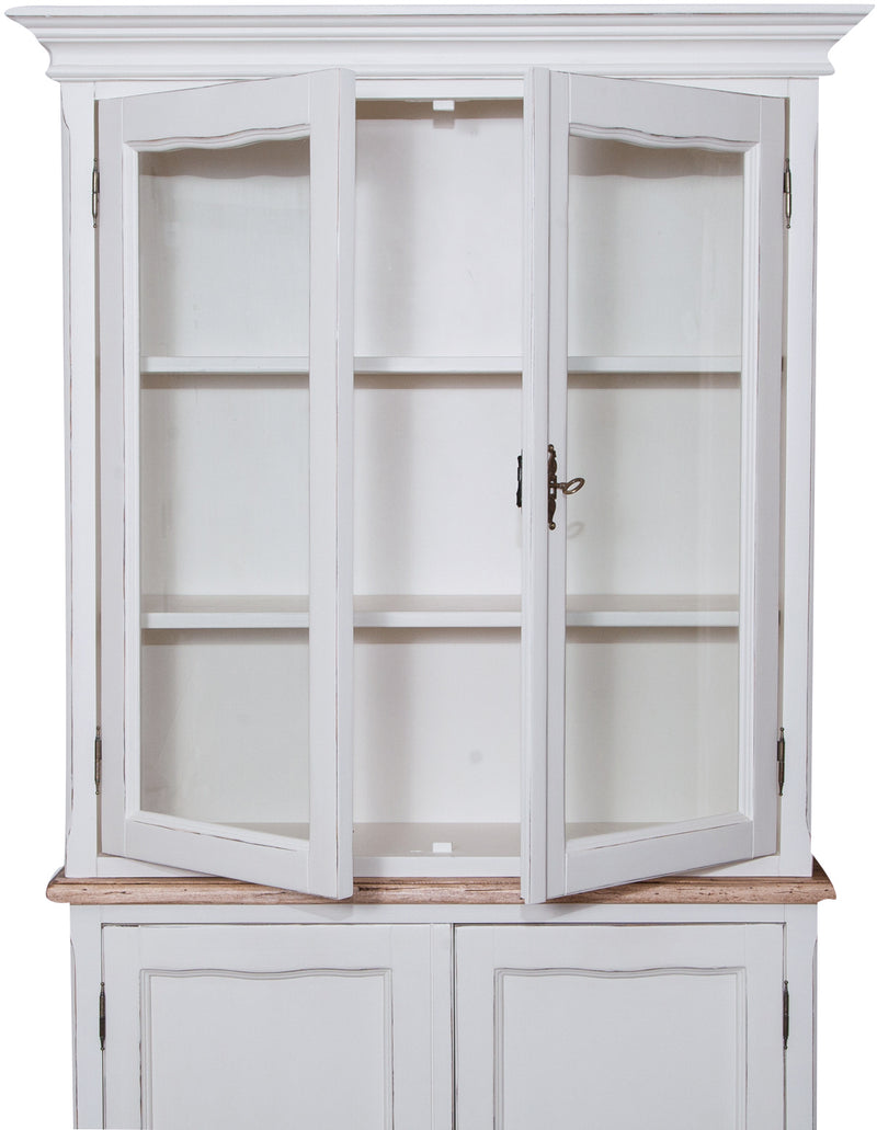 Biscottini Credenza in legno massello di tiglio struttura bianca piano finitura naturale L100xPR38xH200 cm. Made in Italy