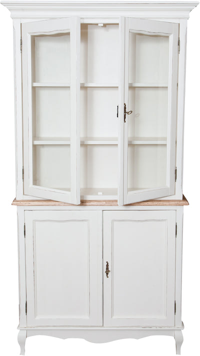 Biscottini Credenza in legno massello di tiglio struttura bianca piano finitura naturale L100xPR38xH200 cm. Made in Italy