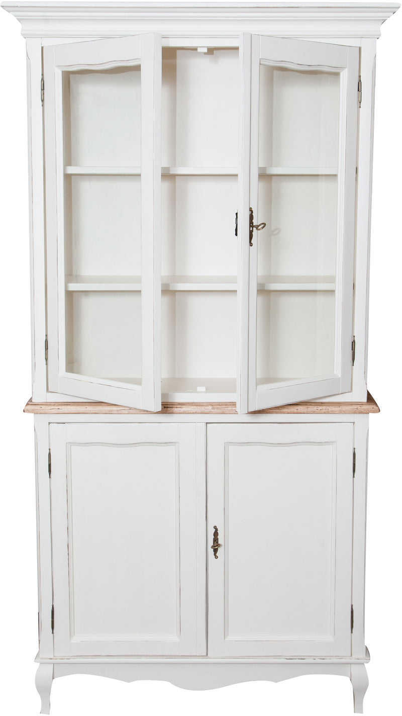 Biscottini Credenza in legno massello di tiglio struttura bianca piano finitura naturale L100xPR38xH200 cm. Made in Italy