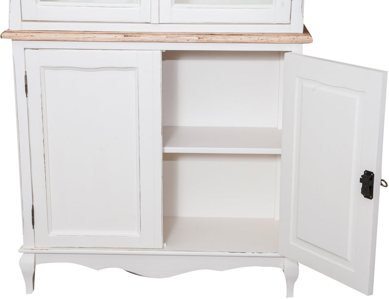 Biscottini Credenza in legno massello di tiglio struttura bianca piano finitura naturale L100xPR38xH200 cm. Made in Italy