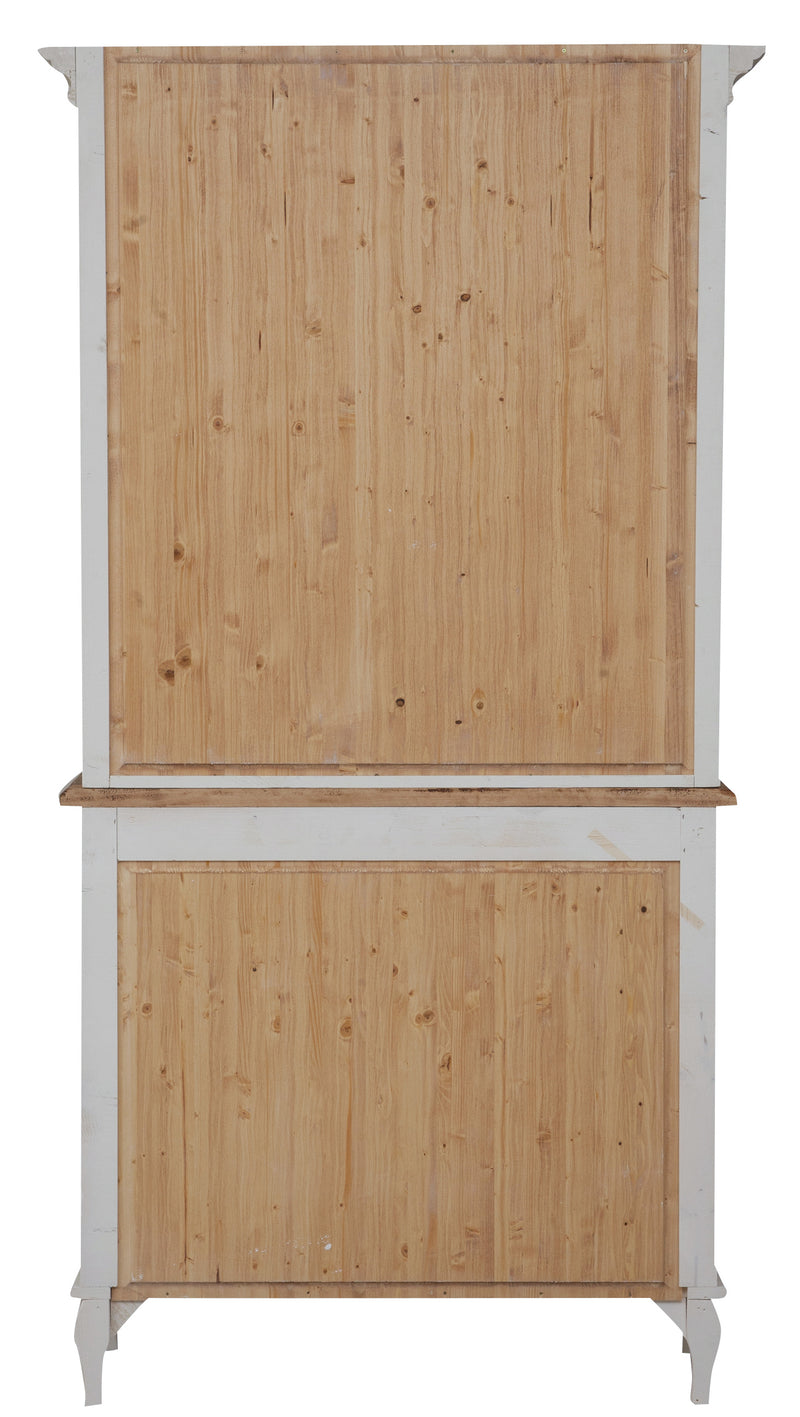 Biscottini Credenza in legno massello di tiglio struttura bianca piano finitura naturale L100xPR38xH200 cm. Made in Italy