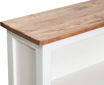 Biscottini Piccola libreria Country in legno massello di tiglio struttura bianca anticata piano finitura naturale L68xPR25xH98 cm. Made in