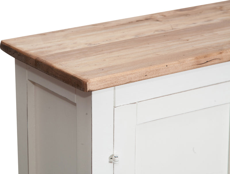 Biscottini Stipetto Country in legno massello di tiglio struttura bianca anticata piano finitura naturale L68xPR25xH98 cm. Made in Italy