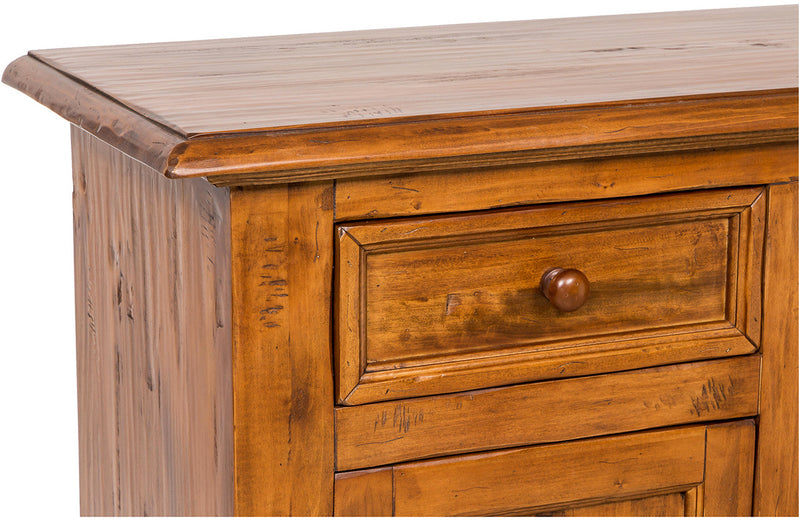 Biscottini Credenza Country in legno massello di tiglio finitura noce L110xPR45xH103 cm. Made in Italy
