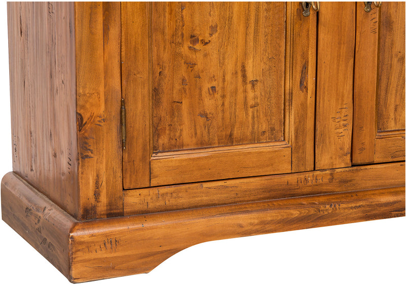 Biscottini Credenza Country in legno massello di tiglio finitura noce L110xPR45xH103 cm. Made in Italy