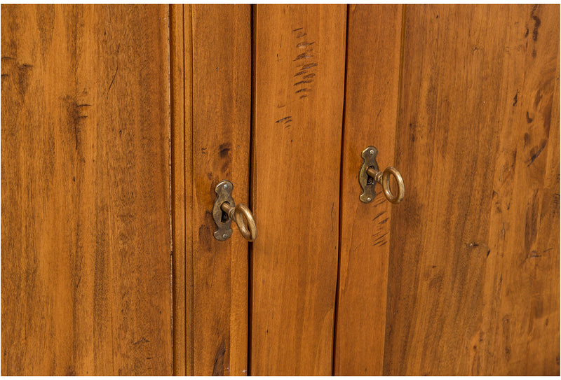 Biscottini Credenza Country in legno massello di tiglio finitura noce L110xPR45xH103 cm. Made in Italy