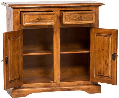 Biscottini Credenza Country in legno massello di tiglio finitura noce L110xPR45xH103 cm. Made in Italy