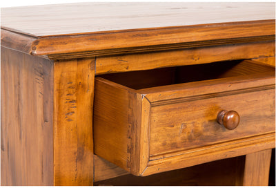 Biscottini Credenza Country in legno massello di tiglio finitura noce L110xPR45xH103 cm. Made in Italy