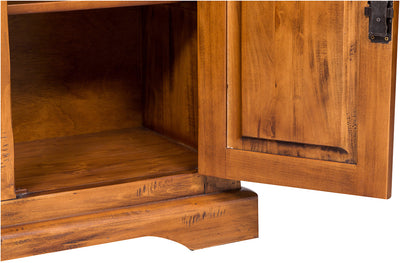 Biscottini Credenza Country in legno massello di tiglio finitura noce L110xPR45xH103 cm. Made in Italy