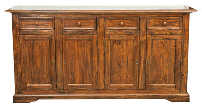 Biscottini Credenza Country in legno massello di tiglio finitura noce L202xPR45xH103 cm. Made in Italy