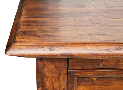 Biscottini Credenza Country in legno massello di tiglio finitura noce L202xPR45xH103 cm. Made in Italy