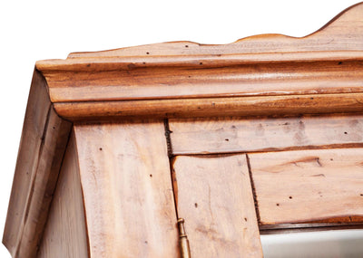 Biscottini Vetrina credenza in legno massello di tiglio finitura noce L107xPR43xH238 cm. Made in Italy