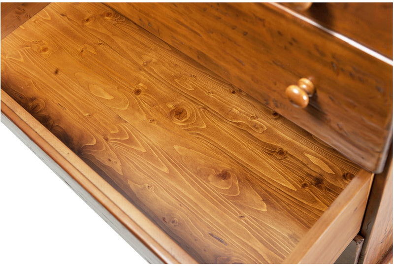 Biscottini Comò Country in legno massello di tiglio finitura noce L114xPR49xH99 cm. Made in Italy