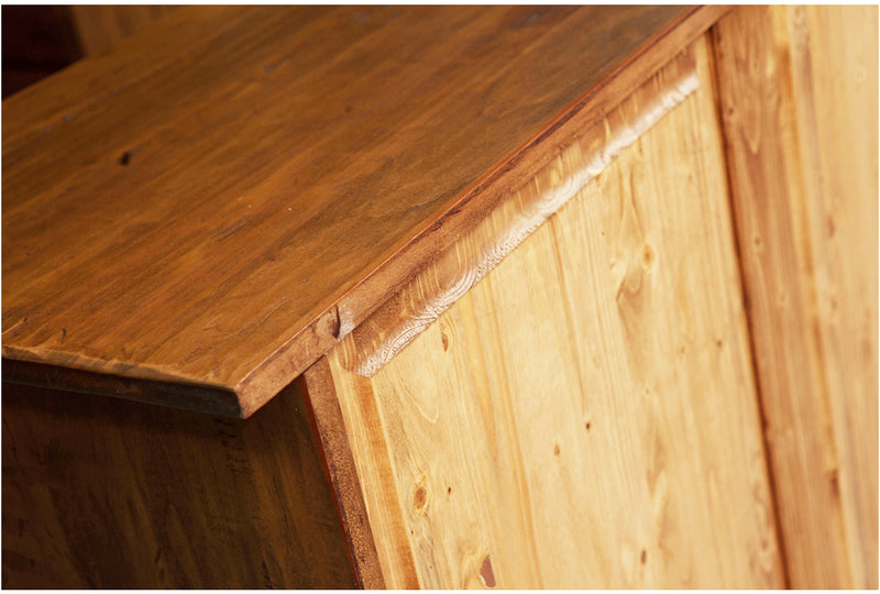 Biscottini Comò Country in legno massello di tiglio finitura noce L114xPR49xH99 cm. Made in Italy