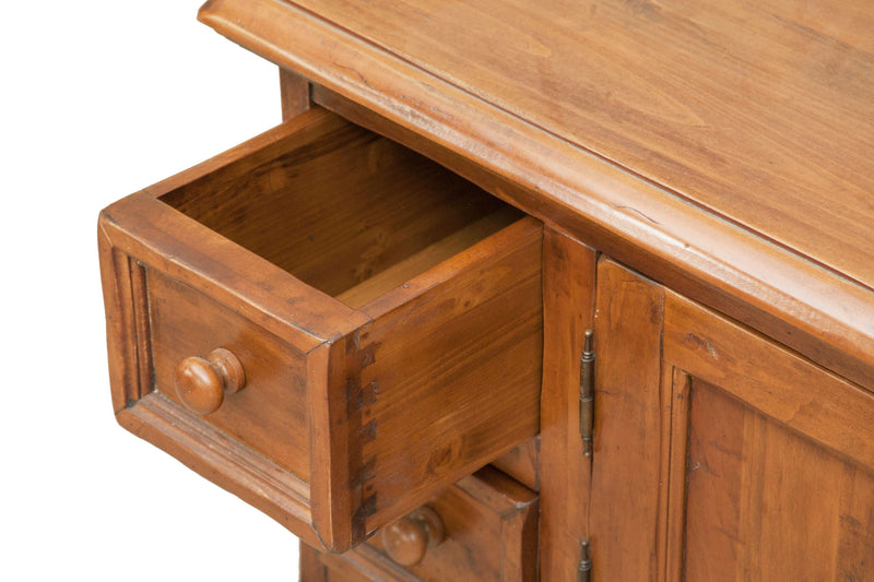 Biscottini Mobile porta tv Country in legno massello di tiglio finitura noce L150xPR51xH56 cm. Made in Italy