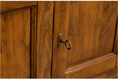 Biscottini Mobile porta tv Country in legno massello di tiglio finitura noce L150xPR51xH56 cm. Made in Italy