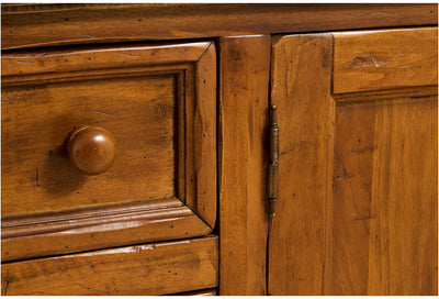 Biscottini Mobile porta tv Country in legno massello di tiglio finitura noce L150xPR51xH56 cm. Made in Italy