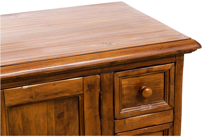 Biscottini Mobile porta tv Country in legno massello di tiglio finitura noce L150xPR51xH56 cm. Made in Italy