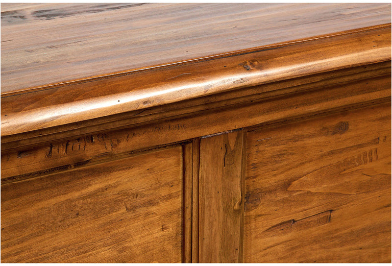 Biscottini Cassapanca Country in legno massello di tiglio finitura noce L100xPR38xH48 cm. Made in Italy