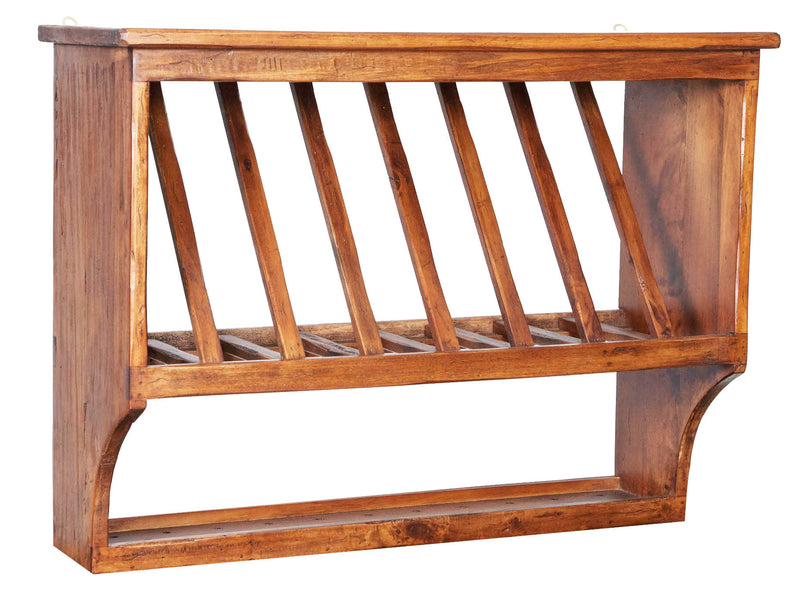 Biscottini Piattaia Country in legno massello di tiglio finitura noce L80xPR28xH60 cm. Made in Italy