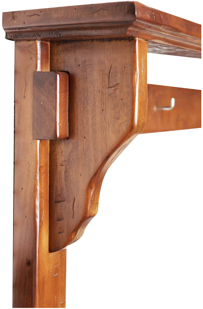 Biscottini Attaccarame in legno massello di tiglio finitura noce L85xPR14xH103 cm. Made in Italy