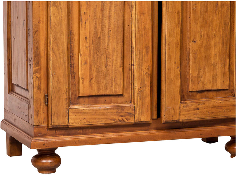 Biscottini Armadio Country in legno massello di tiglio finitura noce L100xPR50xH210 cm. Made in Italy