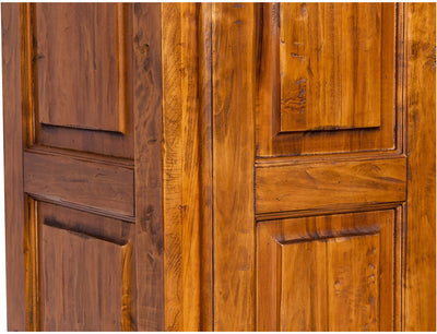 Biscottini Armadio Country in legno massello di tiglio finitura noce L100xPR50xH210 cm. Made in Italy