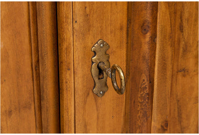 Biscottini Armadio Country in legno massello di tiglio finitura noce L100xPR50xH210 cm. Made in Italy